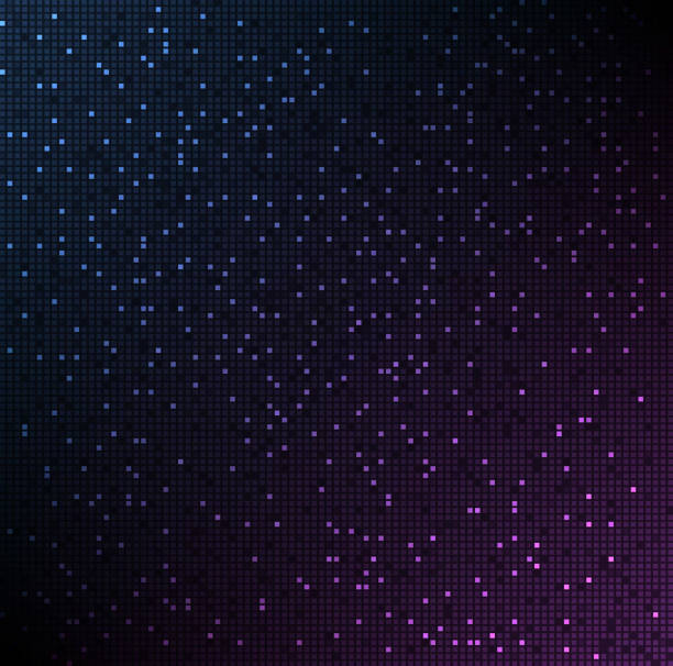 istock Abstract background of small glowing blue-violet squares in the dark. New technologies, programming, bright mosaic 659554994