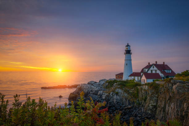 istock Sunrise at Portland Head Lighthouse in Maine 659579558