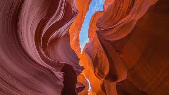 Beautiful colors of Lower antelope canyon in Arizona