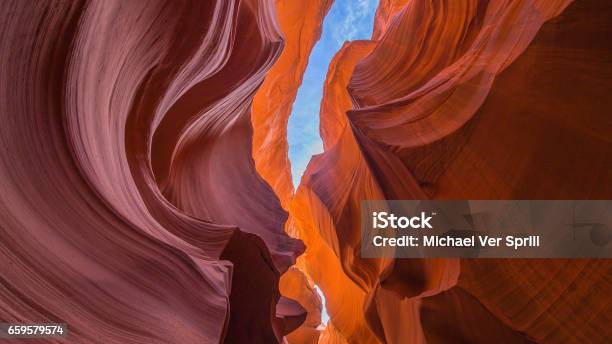 Looking Up Inside A Canyon Slot In Arizona Stock Photo - Download Image Now - Looking Up, Rock - Object, Arizona