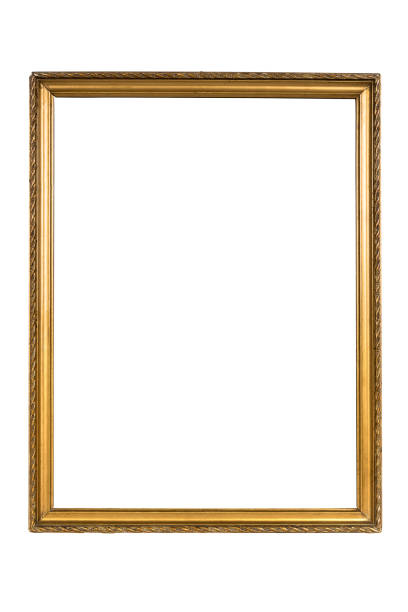 dekorativní zlatý obrazový rámeček izolovaný na bílé - bronz slitina fotky - stock snímky, obrázky a fotky
