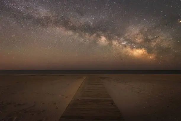 Photo of Boardwalk leading to the ocean at night