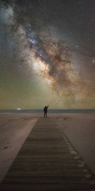 istock Man on a boardwalk looking at the Milky Way Galaxy 659653472