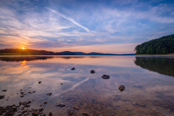 istock Round Valley lake sunrise in New Jersey 659659492