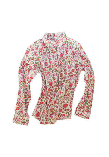 istock Female shirt, blouse with bright floral pattern, isolated on white background 659677834