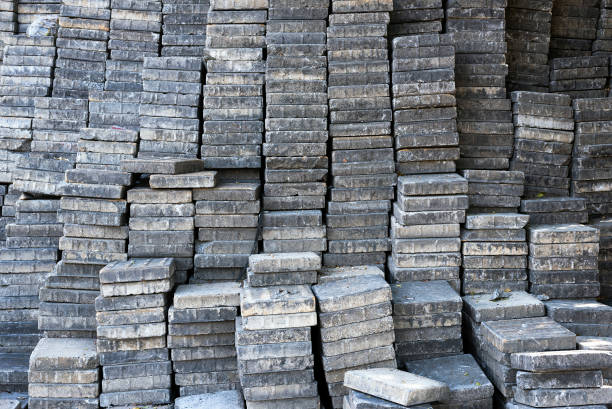 Pile of concrete square blocks for exterior paving