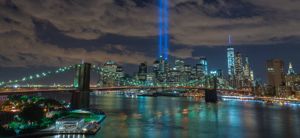istock 9/11 Lights and the Brooklyn Bridge - Masterpiece Part II 659751232