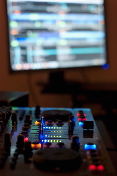 istock Mixing music in home audio studio 659751406
