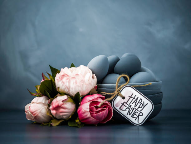 istock Easter still life with hand painted ombre eggs and flowers 659773398