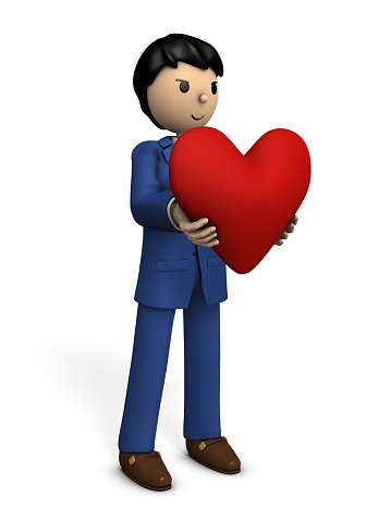 A businessman with a big heart. 3D illustration