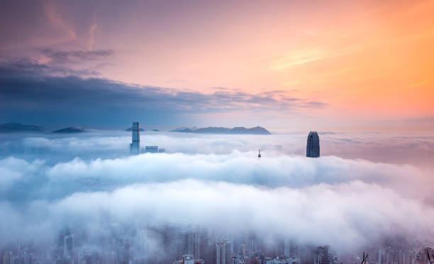 istock Misty morning view at Hong Kong City 659808610