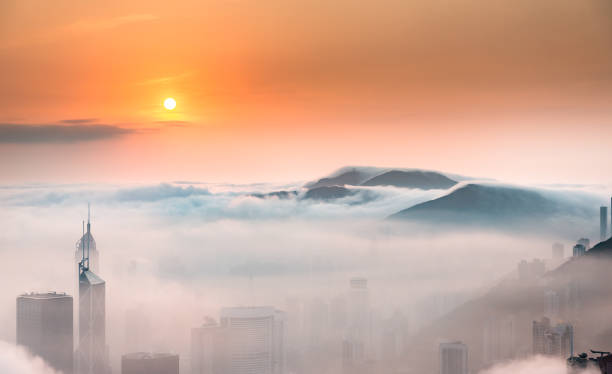 istock Misty morning view at Hong Kong City 659808632