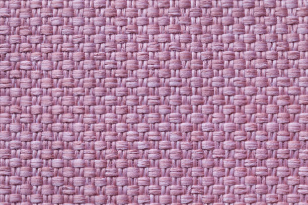 light purple textile background with checkered pattern, closeup. structure of the fabric macro. - seam macro rough striped imagens e fotografias de stock