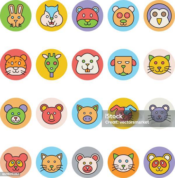 Animals Face Avatar Vector Icons 2 Stock Illustration - Download Image Now - Pika, Animal, Animal Body Part