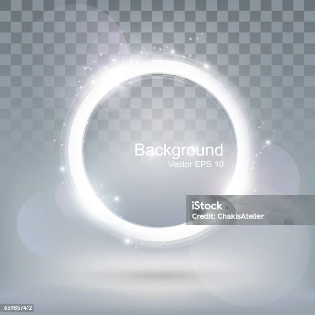 Glow Light Round Shiny Frame Glitter Ring Background Transparent Vector Stock Illustration - Download Image Now