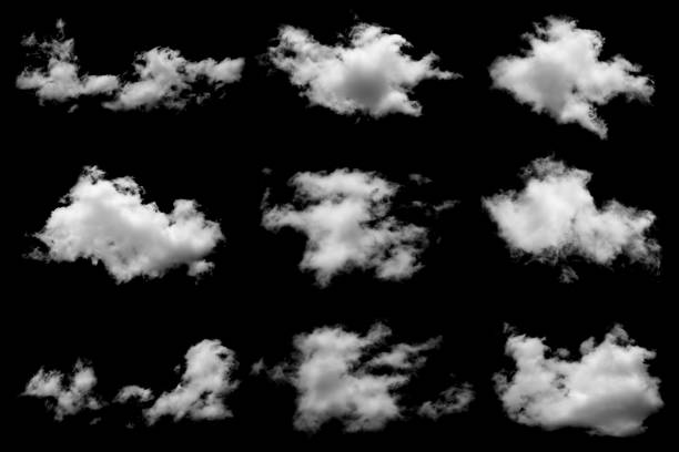 istock Set of isolated clouds on black 659866306