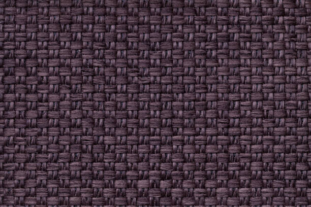 dark brown textile background with checkered pattern, closeup. structure of the fabric macro. - seam macro rough striped imagens e fotografias de stock