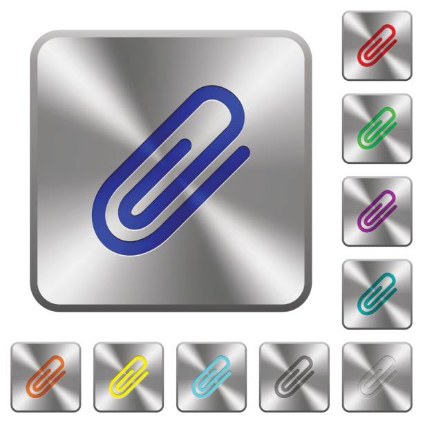 стальные кнопки крепления - paper clip link office supply blue stock illustrations