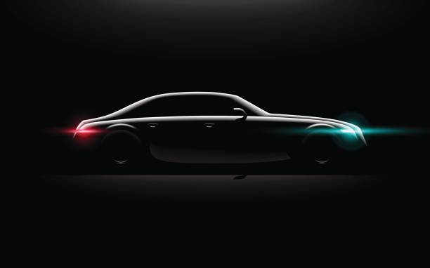 istock Realistic business luxury prestige car lit in the dark 659932376