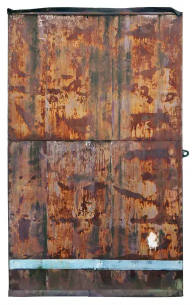 It is a rusty metal door in the underground bunker of times of Cold War. Isolated