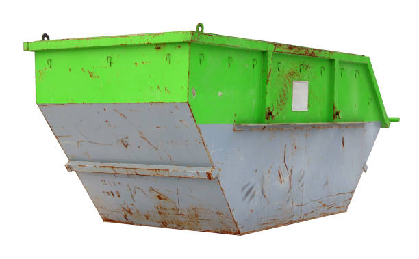 istock Steel used green rusted container for construction waste. Real building tool concept. Isolated on white 659941768