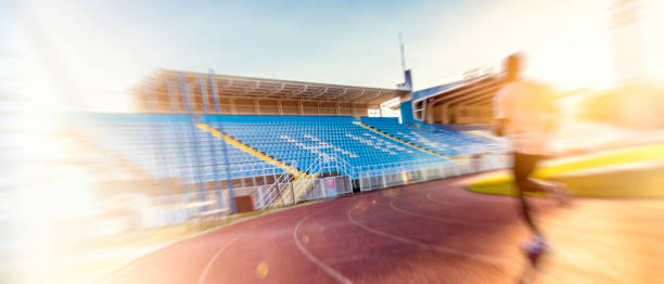 Blue reserve chair bench for staff, coach, substitutes players bench in outdoors sport stadium