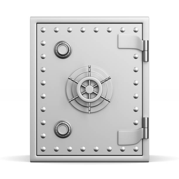 illustrations, cliparts, dessins animés et icônes de coffre-fort sur le fond blanc. image 3d d'isolement - safe vaulted door combination lock door