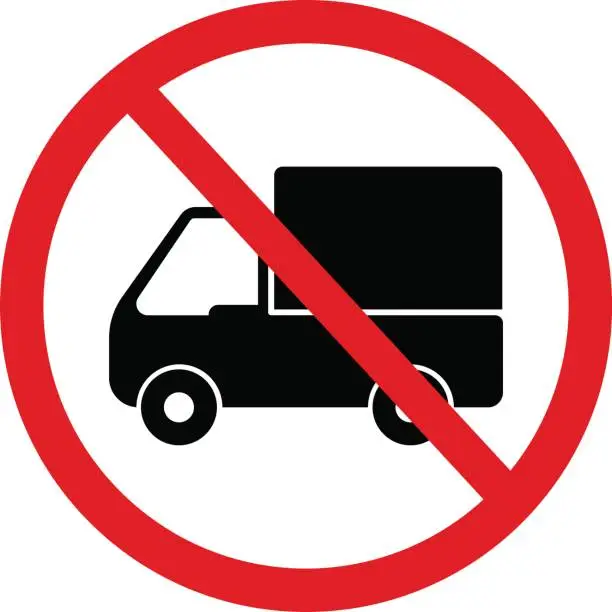 Vector illustration of No truck or no parking sign.