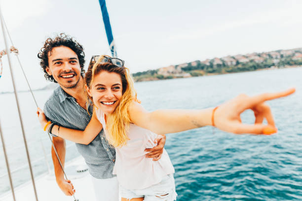 istock Couple sailing on a yacht 659994770