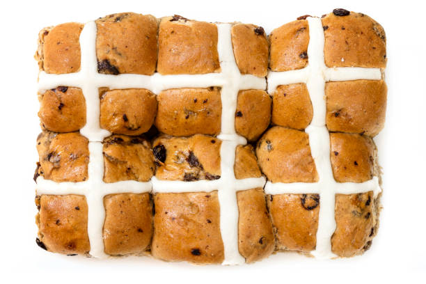Hot Cross Buns Top View Isolated on White
