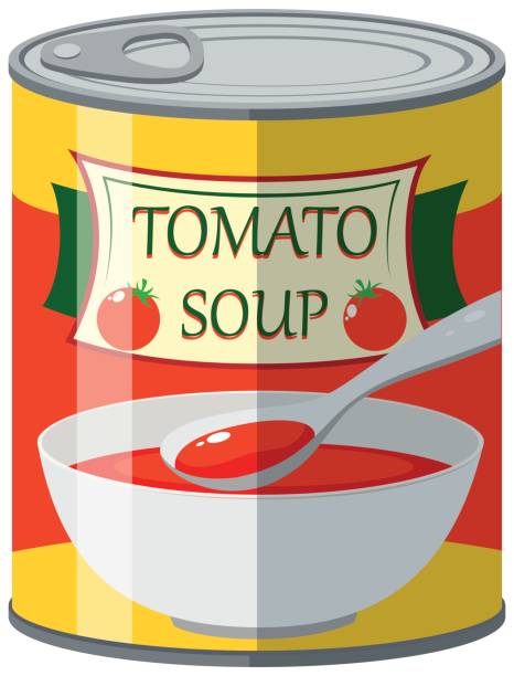 bildbanksillustrationer, clip art samt tecknat material och ikoner med tomatsoppa i kan - tomatsoppa