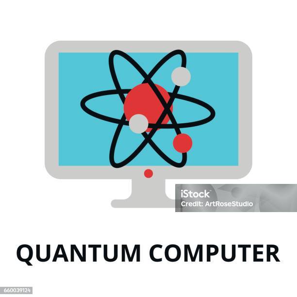Icon Of Future Technology Quantum Computer Stock Illustration - Download Image Now - Editable Stroke, Quantum Computing, Augmented Reality