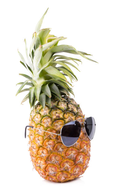 istock Trendy glasses summer pineapple wearing hipster style on white background 660050822