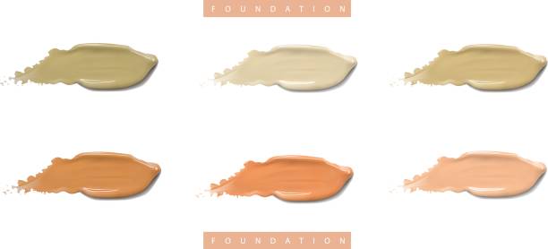 istock Cosmetic liquid foundation cream set in different colour smudge smear strokes. Make up smears isolated on white background. 660079570