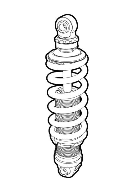 shock-absorbers vector outline shock-absorbers on white background shock absorber stock illustrations