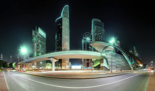 istock Panoramic view of metro station in Financial district, Dubai, UAE 660119972
