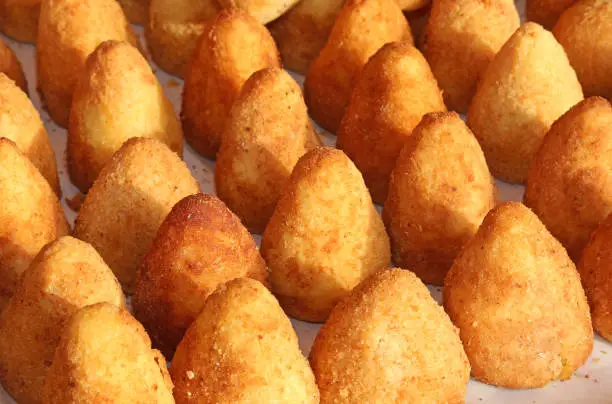 delicious rice balls made with fried rice. A typical dish of Mediterranean cuisine called Arancini in Italy
