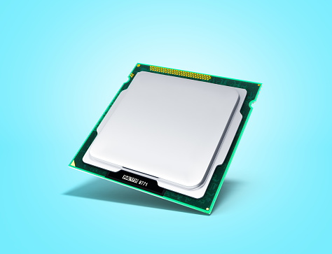Computer Processors Cpu High Resolution 3d Render On Blue Stock Photo ...