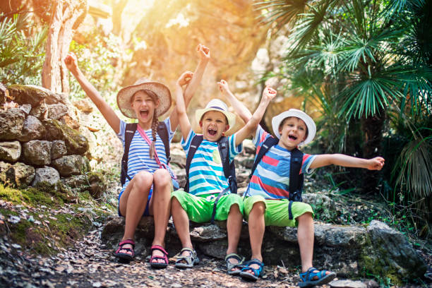 istock Happy kids hiking in Majorca mountains 660152074
