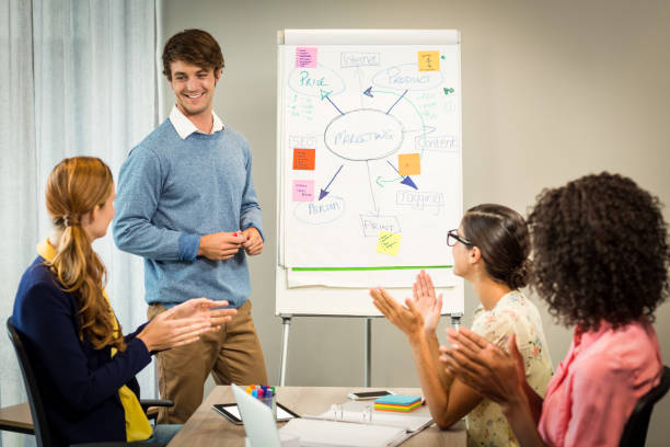 istock Coworkers applauding a colleague after presentation 660170604
