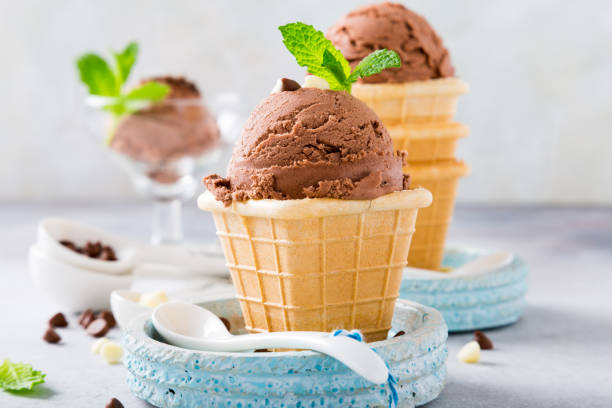 istock Waffle cups with chocolate ice cream 660173146