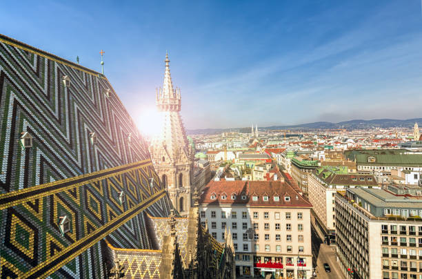 Skyline Vienna with Stephansdom Skyline Vienna with Stephansdom st. stephens cathedral vienna photos stock pictures, royalty-free photos & images