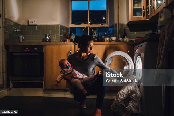 Multitasking Mother Stock Photo - Download Image Now - Mother, Emotional Stress, Night