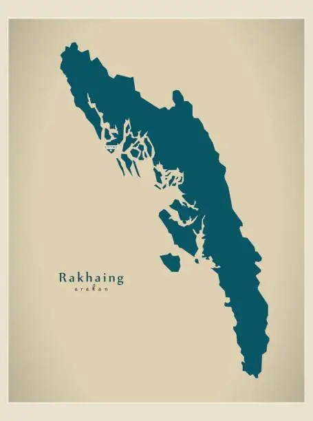 Vector illustration of Modern Map - Rakhaing MM