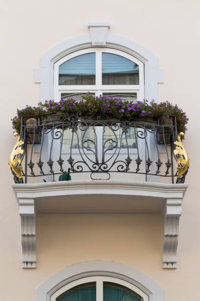 istock Vintage house balcony with golden ornament 660185542
