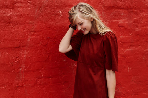 istock Red fashion model 660228704