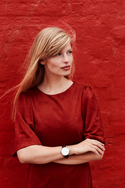 istock Red dress girl 660237620