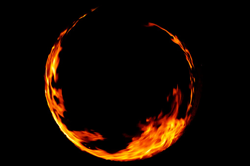 ring of flame fire in black background, dangerous flame concept