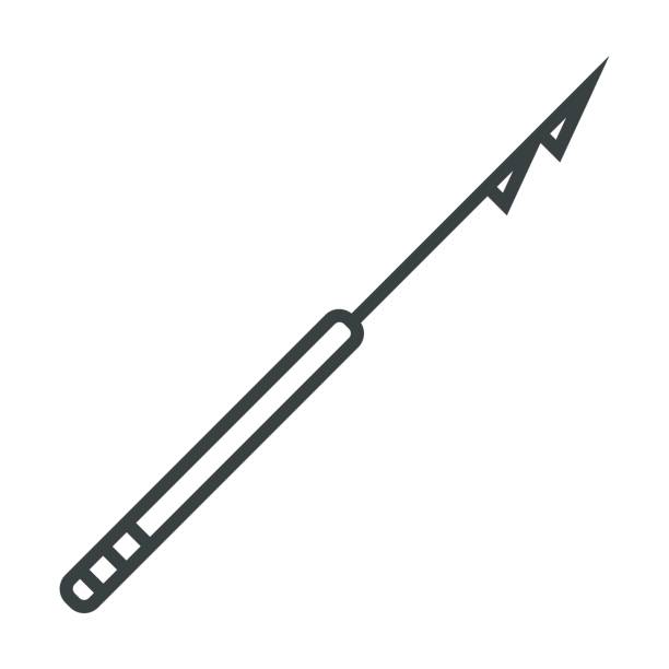 harpoon vector icon harpoon vector icon in simple outline style. This icon are perfect for your websites and applications. Icon in the vector, and you can easily change the color and size. spear icon stock illustrations
