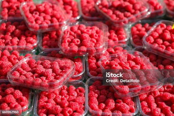 Raspberries At A Market Stall Bremen Germany Stock Photo - Download Image Now - Bremen, Fruit, Germany